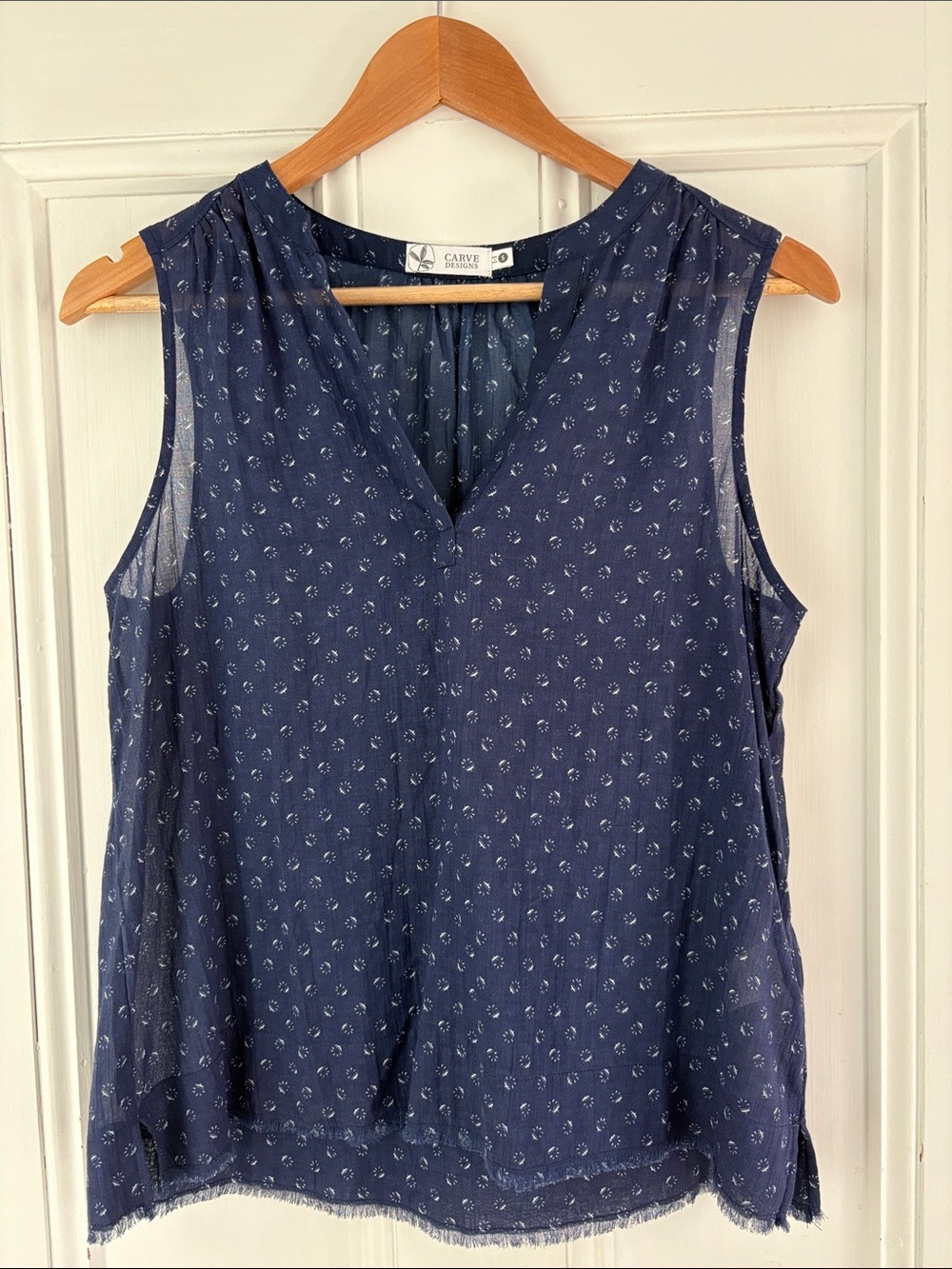 Carve Designs Navy Printed Sleeveless V-Neck Camisole